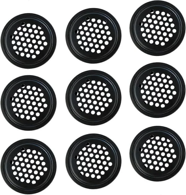 10 st Rostfria Ventilgaller, Cirkulärt Nät, Svart Cirkulär Ventilationsgaller, Gallerskydd, Ventilgaller Skydd Ventilation av Skåp, Garderob