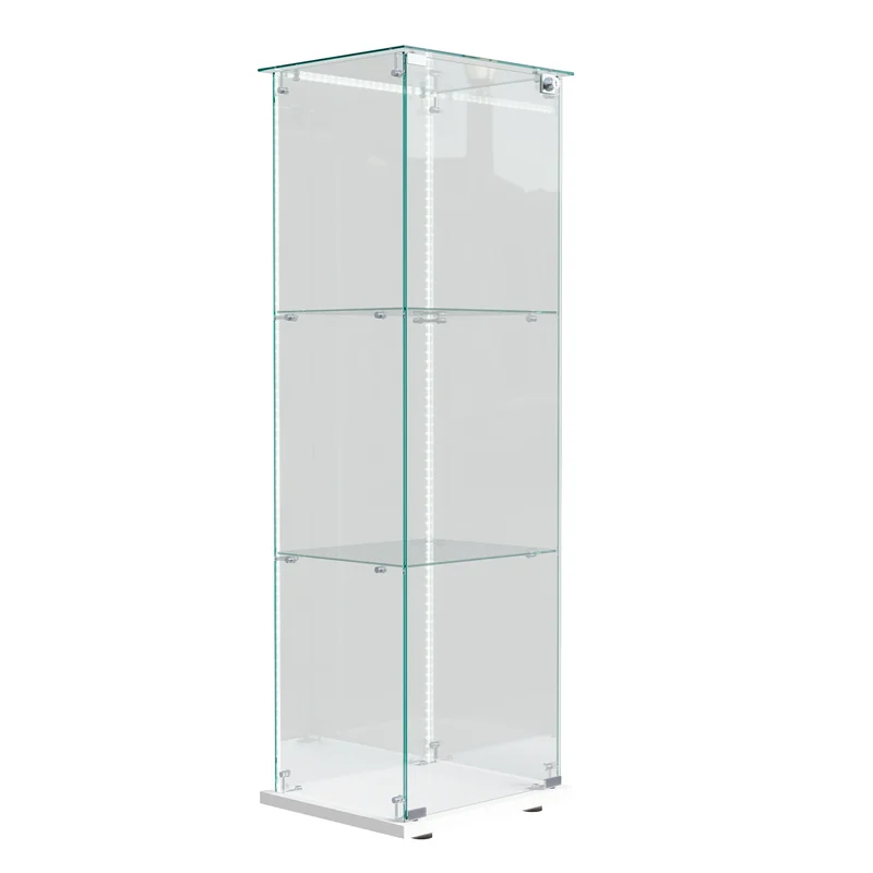 AliExpress - Superaly Glas-Vitrine mit LED-Beleuchtung, Abschließbare Vitrine, Staubdichte Glasvitrine für Sammlungen, Glasschrank für Wohnzimmer, 