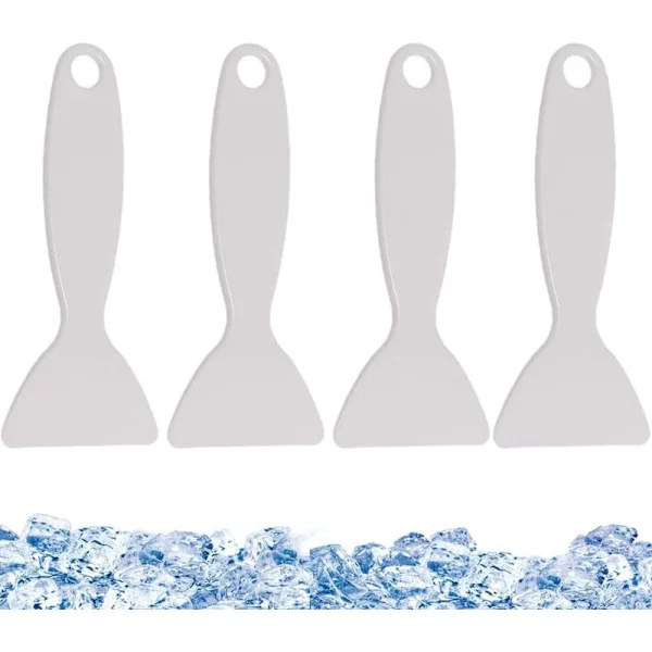 (Vit) Kylskåpsdelar och tillbehör. Set med 4 bärbara avfrostningsspadar i plast för kylskåp och frysar