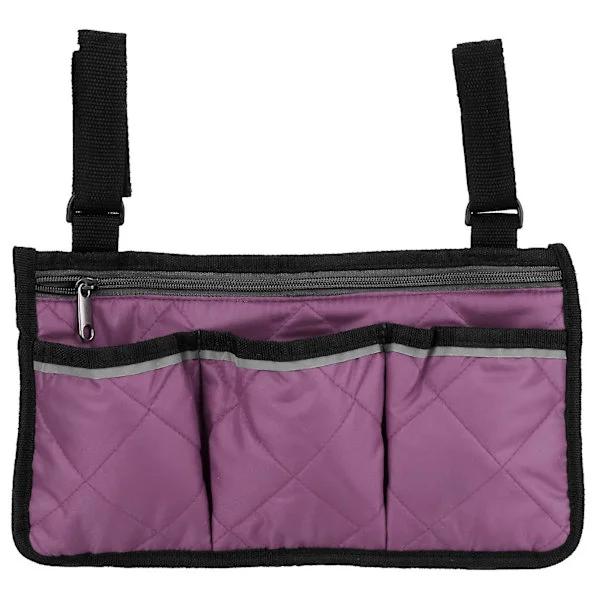Multifunctional Wheelchair Side Bag Armrest Pouch for Office Chair Storage Purple Durable Convenient