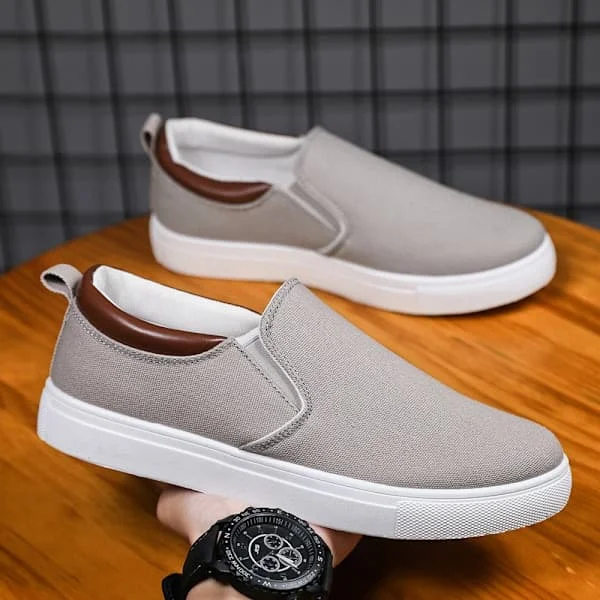 [LD] Herre Plus Size Canvas Sko Herre Lazy Slip-on Casual Board Sko Herre Sko Fritidssko Grå 40 Grå