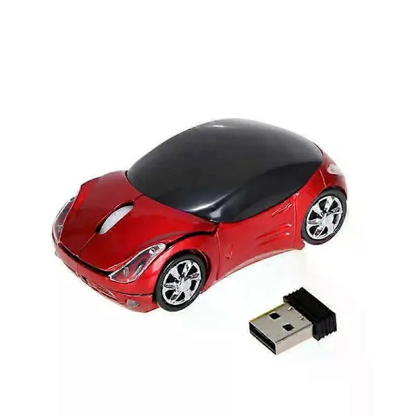 Trådløs Mus Batteri Mus Trådløs Computermus 2.4G Kontor Gaming Mus 3 Knapper Sød Bil Interessant Mus Til Laptop PC Rød Rød