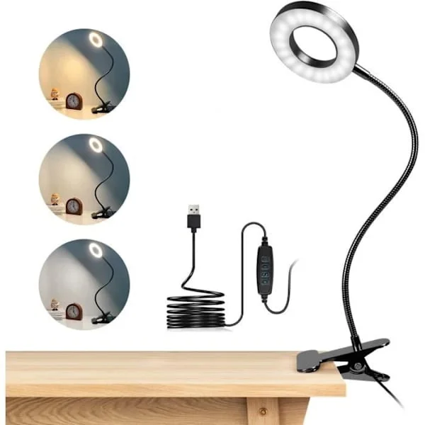 Kontorslampa - 48 LED - Flexibel 360° - 3 Ljuslägen - 10 Ljusstyrkenivåer