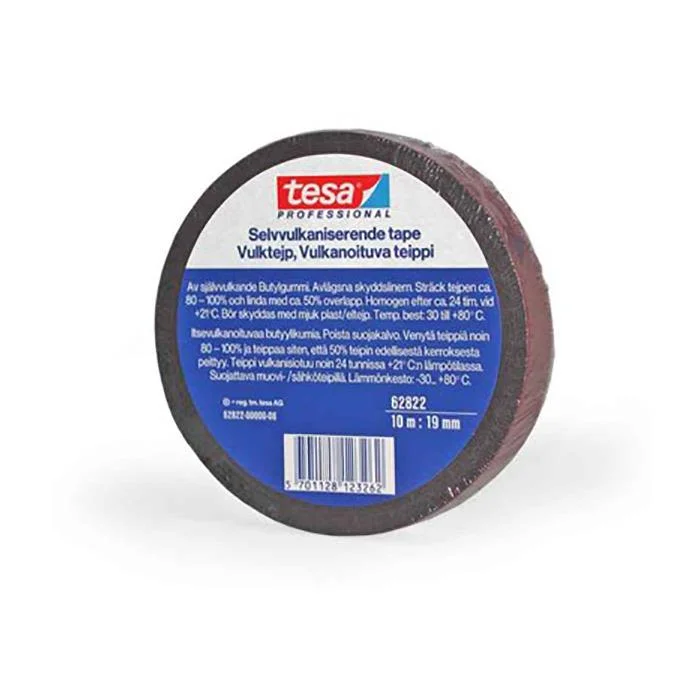 Tesa 62822 Vulkaniseringstape svart, 10 m x 19 mm, Maskintilbehør & forbruk