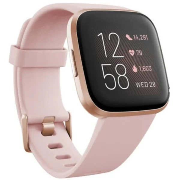 【BQ】Smartklokke Fitbit Versa 2 Urskive Gull 40mm Armbånd Gummi Sport GPS Klokke Rosa