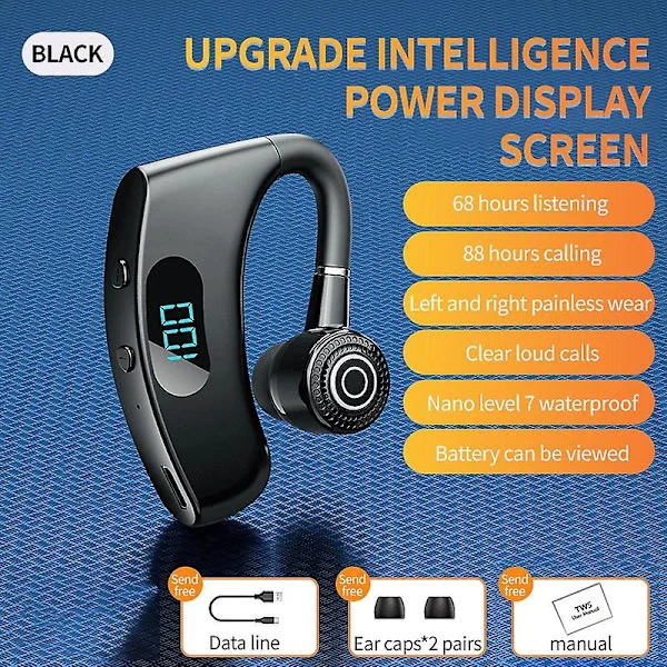 [RM]Bluetooth-headset Led trådløst headset Bluetooth5.2 headset 180 graders roterende ørekrog forretningsøretelefon forretnings Bluetooth-headset