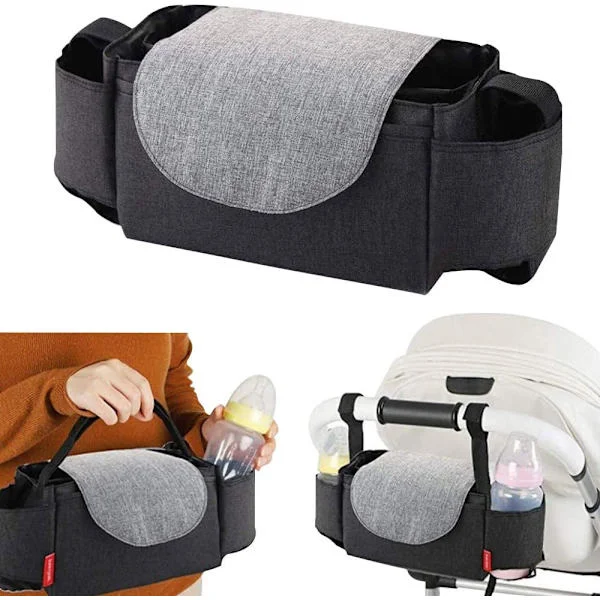(Svart) Baby Buggy Organizer Baby Barnvagn Barnvagns Mugghållare Väskor