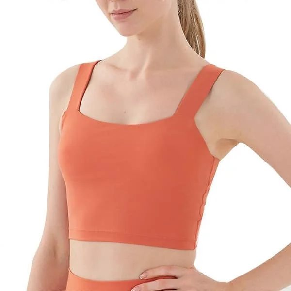 Stelle Dam Lång Sport-BH Utan Bygel Vadderad Crop Tank Top Medium Stöd för Yoga Träning Fitness