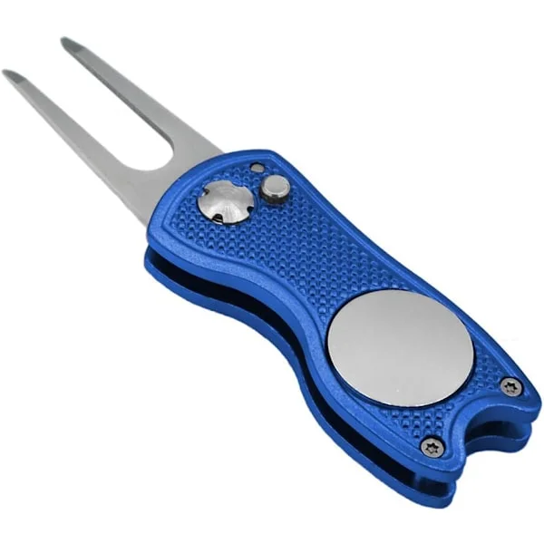 Golf Divot Repair Tool with Pop-up Button & Magnetic Ball Marker, Lightweight, Portable, Mini Divot Repair Tool