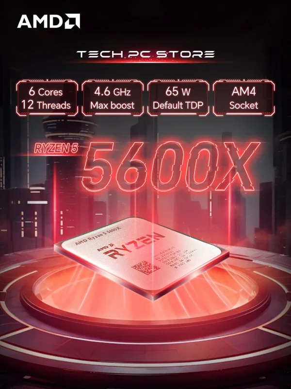 AliExpress - AMD Ryzen 5 5600X L3 = 32M 3.7GHz 6 cœurs 12 threads R5 5600X processeur de jeu 65W 7NM DDR4 Socket AM4 sans ventilateur