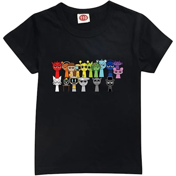 Sprunki T-paita pojille, lasten Sprunki-paita faneille, lahja, hahmopainetut taaperoiden T-paidat, Sprunki Merch -opiskelijatopit, musta—max Black