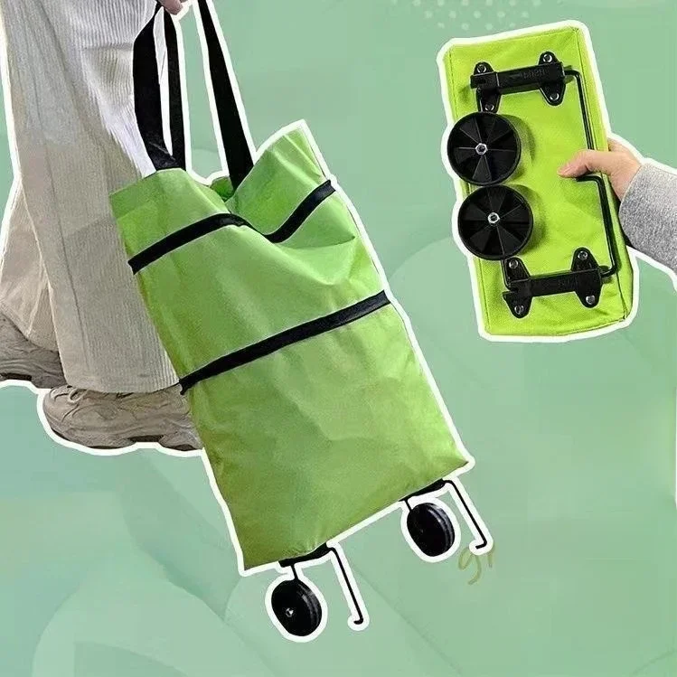 AliExpress - Tragbarer, faltbarer Einkaufswagen mit Rädern, leichter Einkaufswagen für den Heimgebrauch, Handgriffwagen im Rucksack-Stil