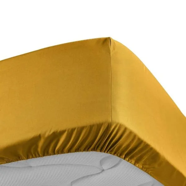Sänglakan 180x200 cm - Percale 100% bomull - Huvud 30 cm - Gul