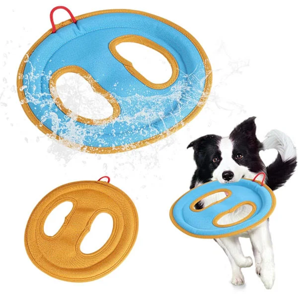 Myk Kant Hund Frisbee for Aggressive Tyggere - 23,5 cm Lett Flytende Canvas Disk, Skånsom mot Tenner for Mellomstore og Store Hunder