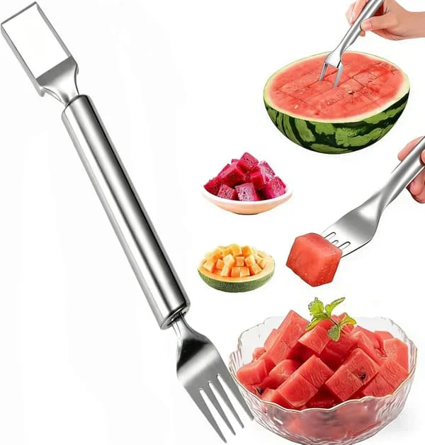 2-in-1 Watermelon Slicer and Fork - 1-pack Stainless Steel Fruit Knife for Melon, Watermelon Slicer, Convenient Fruit Slicer-FA-