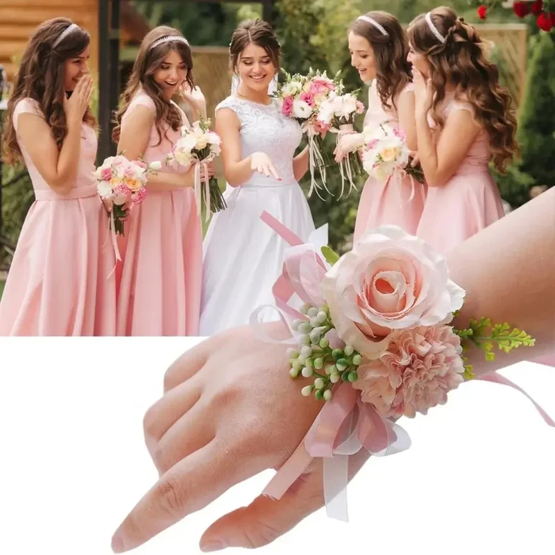AliExpress - Bracelet de Corsage de mariage multicolore, fleur de poignet qui ne se décolore pas, faux Corsage de poignet élégant pour mariée et marié