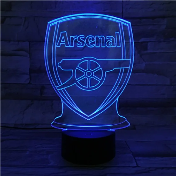 Arsenal FC USB 3D Anime Natlampe Atmosfærisk LED Bordlampe Julegaver til Fodboldelskere Dekorativ Lampe til Børneværelse{BT)