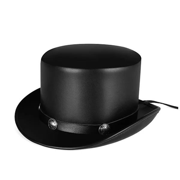 Steampunk flosshatt, magiker flosshatt, bowlerhatt, kunstskinn