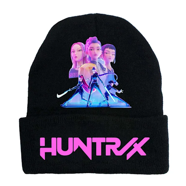 KPOP DEMON HUNTER omkransende strikket lue krøllet ull lue trykt beanie lue utendørs kald lue voksen
