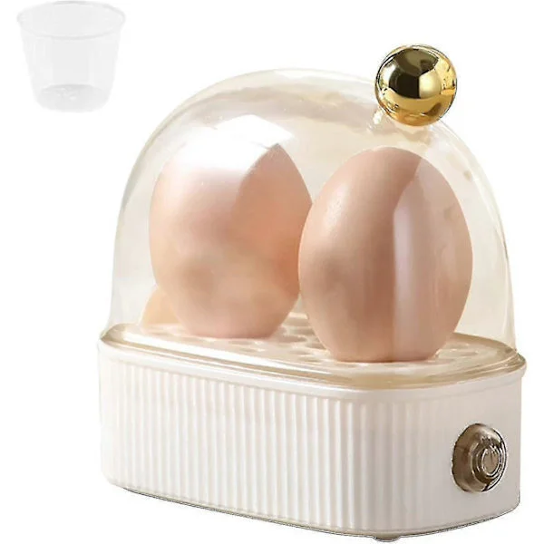Eggekoker for 2 egg, kompakt elektrisk eggekoker, beste eggekoker koker alle tre nivåer - myk, medium, hard Ty White