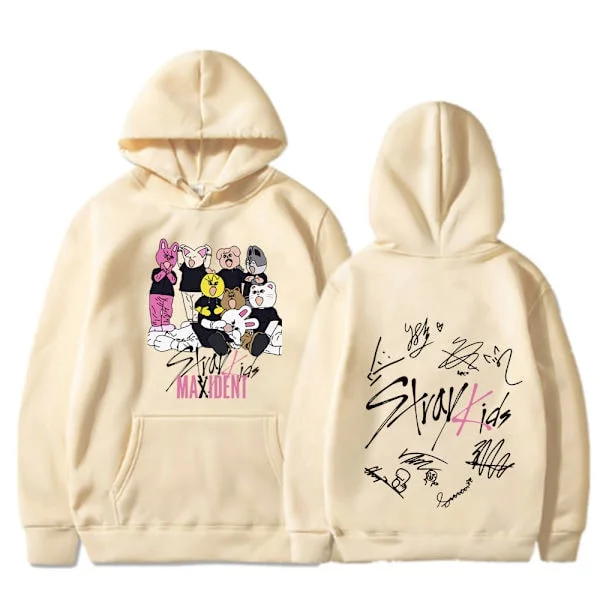 Stray Kids hettegensere Hip-Hop gensere for menn og kvinner Khaki LL Khaki