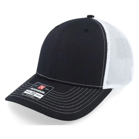 Richardson - Svart trucker Caps - 112 Split Black/White Trucker @ Hatstore