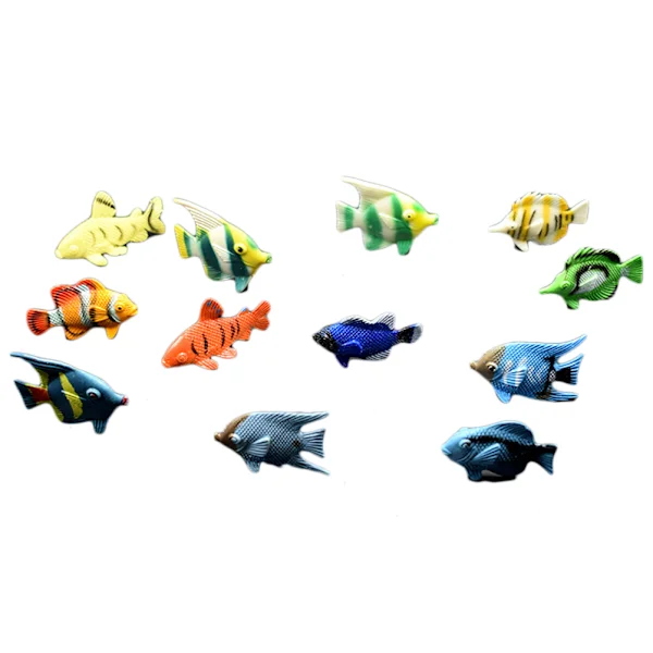 12 stk. Mini Tropiske Ocean Fisk Figurer Legetøj PVC Pool Fisk Legetøj Tidlig Uddannelse Mini Marine Fisk Legetøj