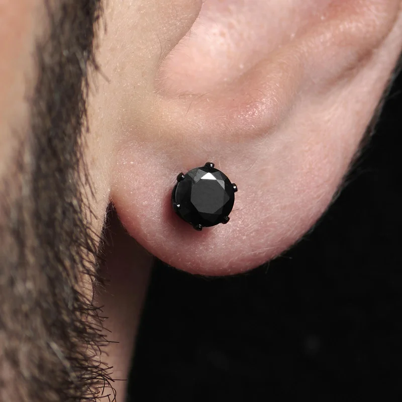Blackness 6mm Zircon Earring for Men - Stud earrings