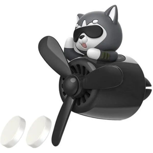 1 pc Husky fan car air freshener, car scent clip, car air outlet fan diffuser, car aromatherapy decoration car other accessories - Black