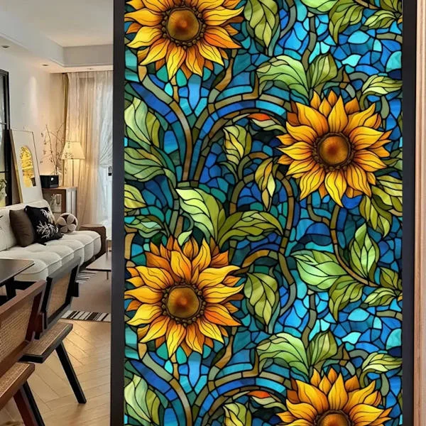 45*100cm fönsterfilm solrosfärgade glasfönsterdekaler insynsskydd film DIY fönsterdekaler glasfilm