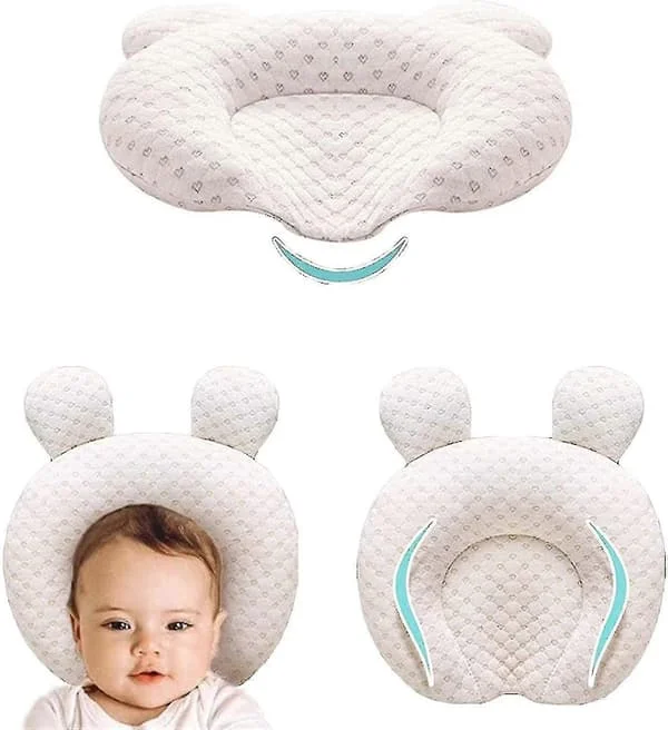 Myke barneputer Unisex Nyfødt Hodeforming Baby Støtte Puter med Bjørneører