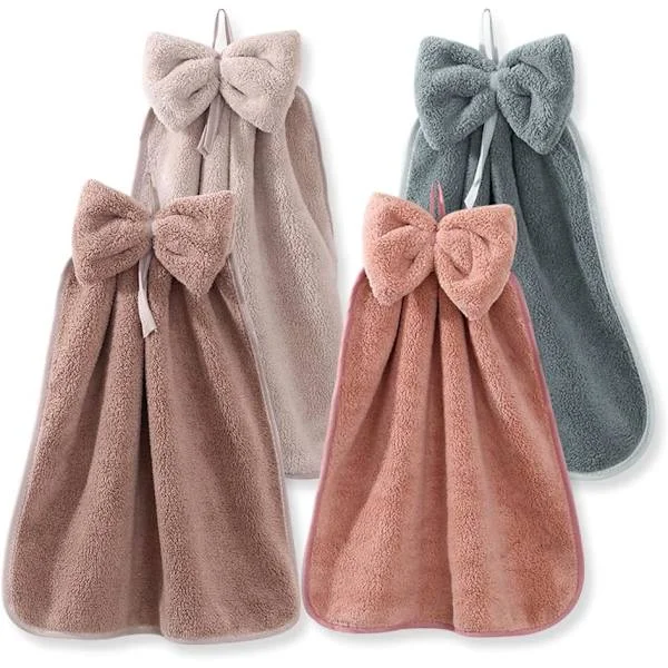 Stycken Hängande Handdukar med Ögla, Korall Sammet Mikrofiber Hängande Handdukar, Absorberande Supermjuka Söta Handdukar