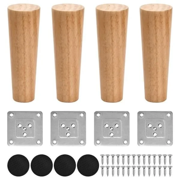 Set med 4 möbelben i massivt trä, stöd för bord, TV-bänk, soffa, soffbord, 15 cm runda