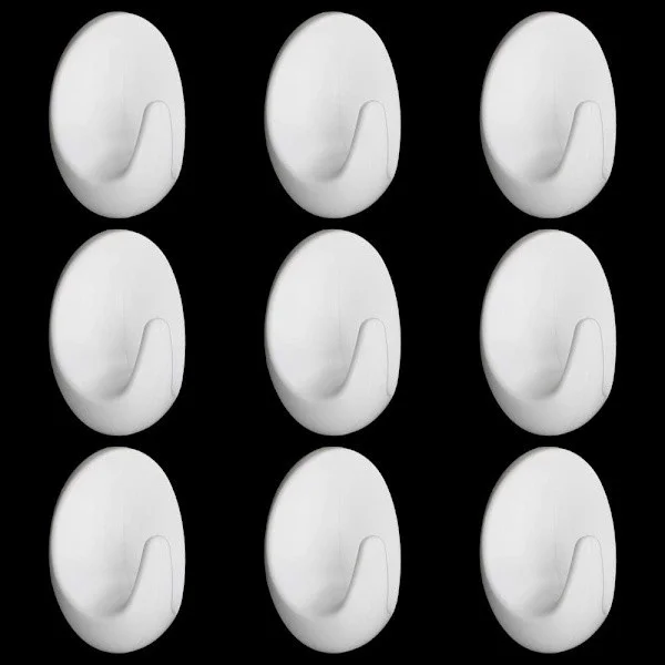9 st självhäftande väggkrokar för upphängning av handduk, kappa, ovala väggkrokar i plast för badrum