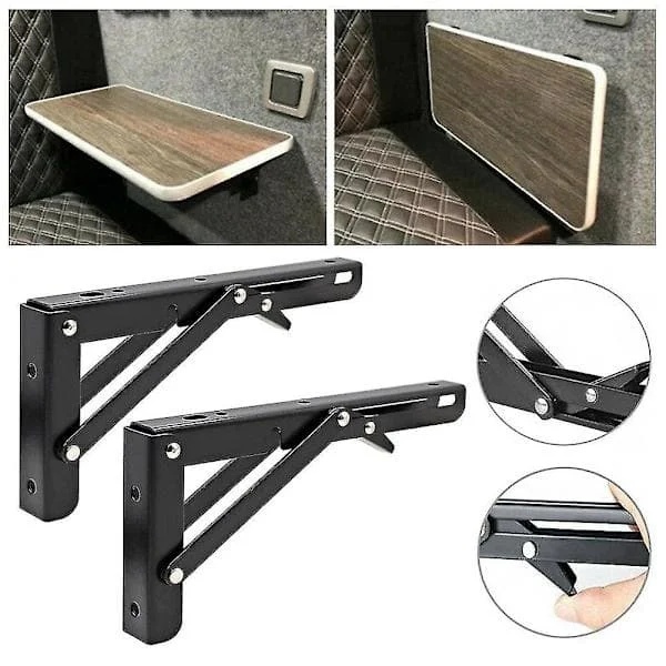 2 Pieces Black Folding Table Shelf Interior Accessories for RV Caravan Motorhome Food Truck-FM-