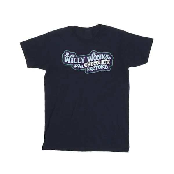 Willy Wonka Herr T-shirt med Chocolate Factory-logotyp S Marinblå
