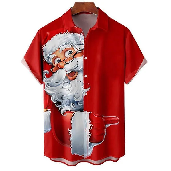 New Men's Christmas Sweaters 3D Print Santa Short Sleeve T-shirt Fashion Christmas Sweater Oversized T-shirts Men's Clothing CamisasCJY DXCS-SDGG-