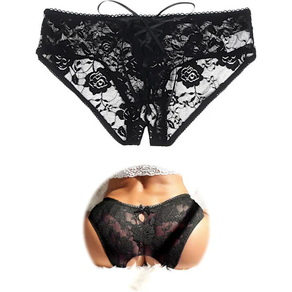 2025 Senaste Modell Dam Spets Boyshorts Grenlösa Sexiga Trosor Korsrem Underkläder Plus Size Hipster Trosor S-3XL Svart XXXL