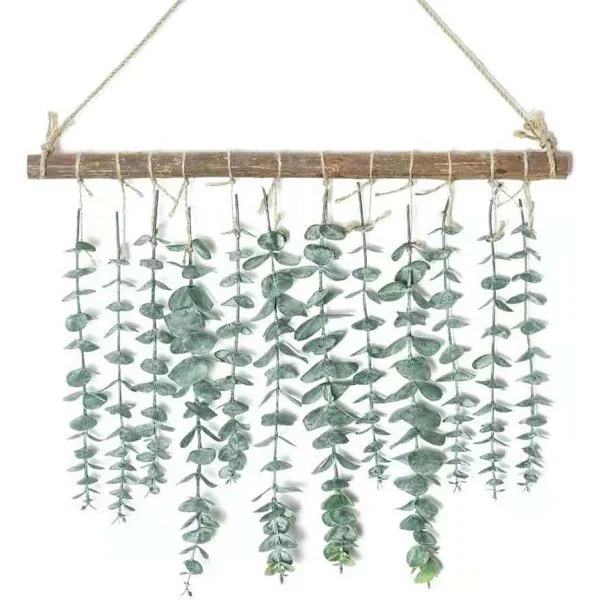 Artificial Eucalyptus Wall Decor Decorative Greenery Bohemian Chic Home Decor Farmhouse Rustic Plant with Wooden Sticks Bedroom Living Room Apartment