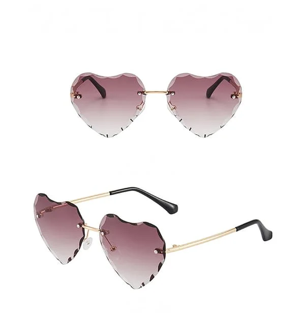 Kuttede kanter Gradient Kjærlighet Barnebriller Liten Jente Rammeløse Mote Peach Hjerte Barnebriller Trend---Gullramme Kaffe Tabletter