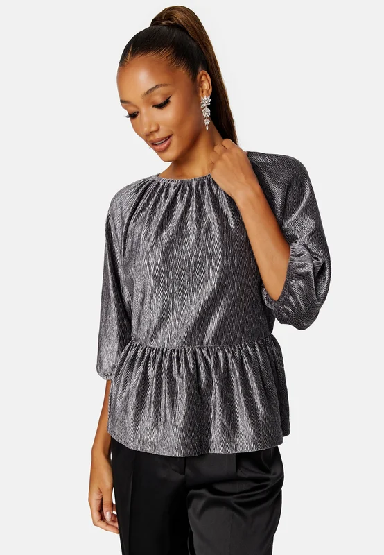 Happy Holly - Perline puff sleeve top - Silver