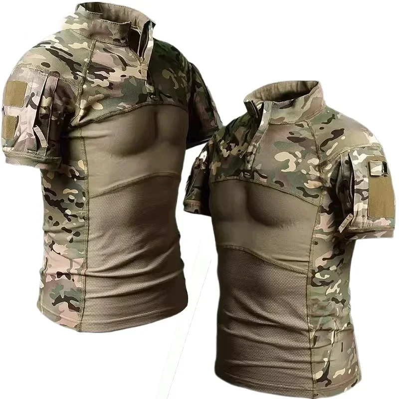 AliExpress - Taktisches T-Shirt Field Combat Tops Half Zipper Stricken Camo Wandern T-Shirts Training Atmungsaktive elastische Outdoor-Trainings-T-