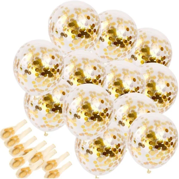 20 stk. 12 tommer guld konfetti balloner, latex festballoner med guld papir konfetti prikker, ideel til festdekorationer, bryllupsdekoration