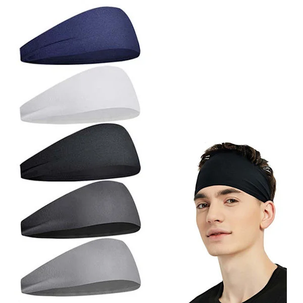 ING Elastiskt pannband och män 5 delar sportpannband smink hårband svettband huvud brett bandana hårband herr hårband pannband flickas hårband