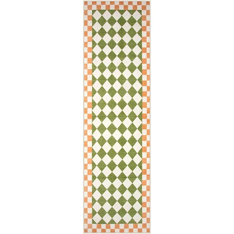 AliExpress - Tapis de couloir à carreaux jaune et vert, lavable en Machine, Long, décoration de la maison, pour chambre à coucher, chevet