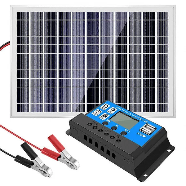 30W 12V Solpanel Batteriladdare+40A Kontroller för Husbil Bil Båt Hem Camping