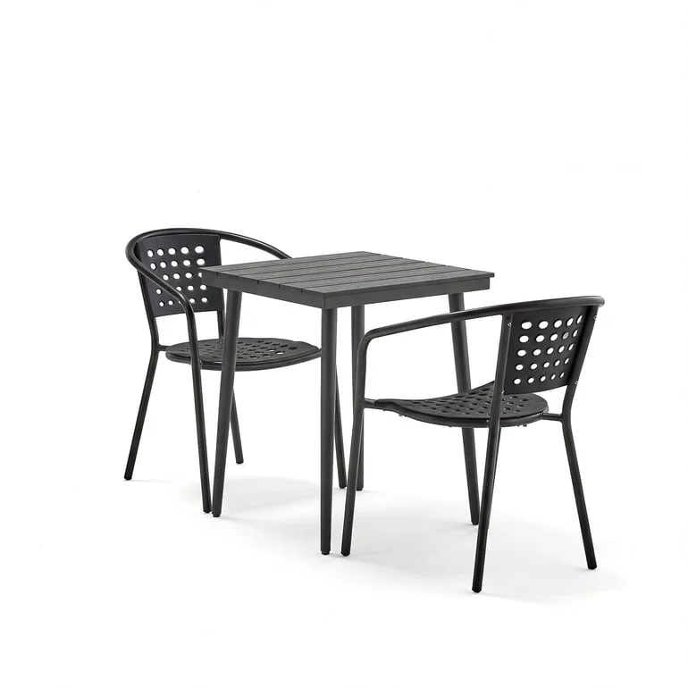 Möbelgrupp VISTA + CAPRI, 1st kvadratiskt bord och 2 stolar