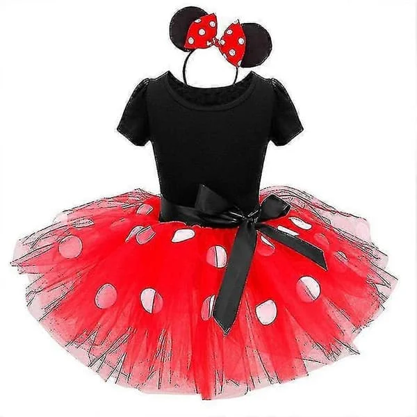 Flickor Barn Minnie Mouse Prickig Födelsedagsfest Rosett Tyll Klänning Stcyv