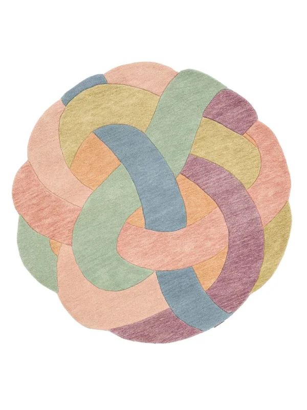 Lasten Matto Villamatto Colorful Knot Monivärinen (Pastelli) Pyöreä Oeko-Tex Matto