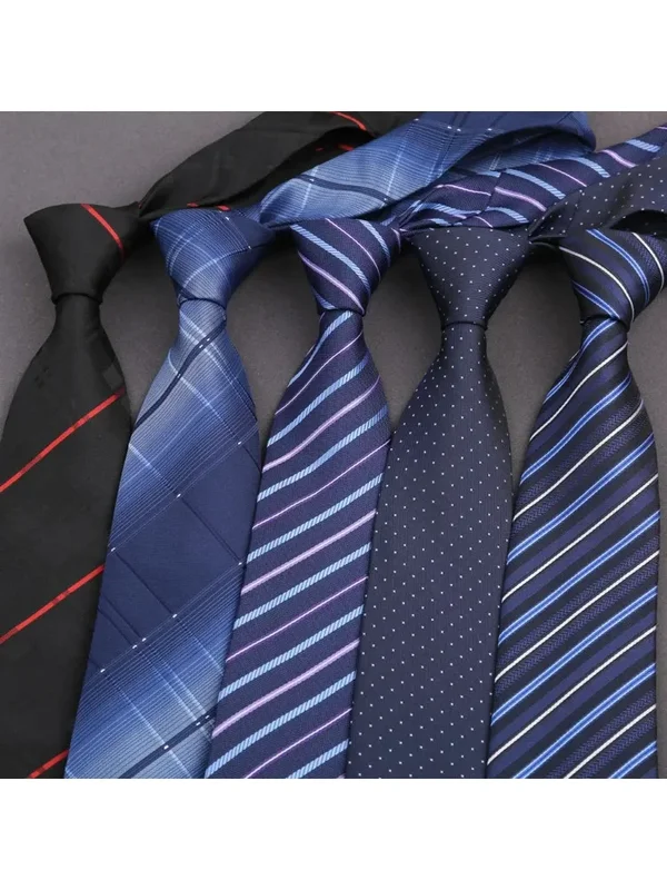 AliExpress - 7.5/8CM homme mince cravate rayé cravate hommes d'affaires formel mariage cravate bleu marine noir cravates mode chemise cravate 